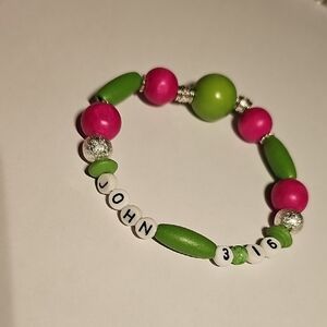 Pink and Green Beaded Spiritual Bracelet